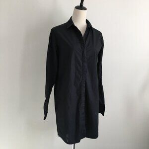 T by ALEXANDER WANG Long Sleeve Black Rounded Hem Hidden Button Shirt Dress